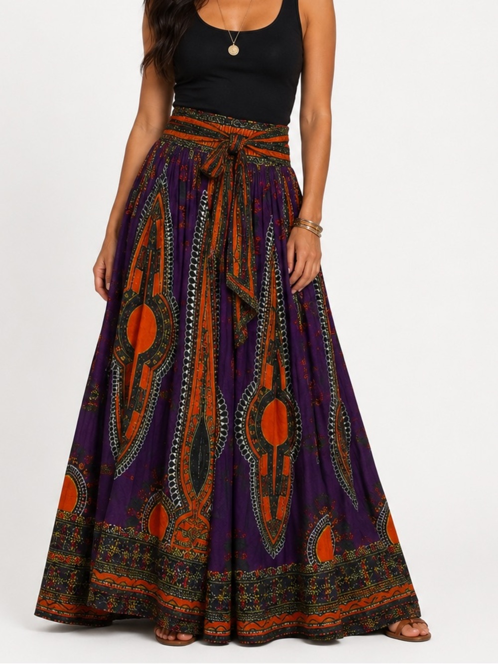 My Choice Boho Tribal Print Hippie Maxi Skirt One Size 100% Cotton